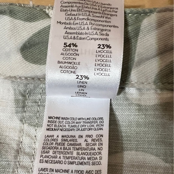 Mother | The Shaker Chop Crop Fray Pants Desert Print Camo Stripe Linen Size 27 - Picture 15 of 16